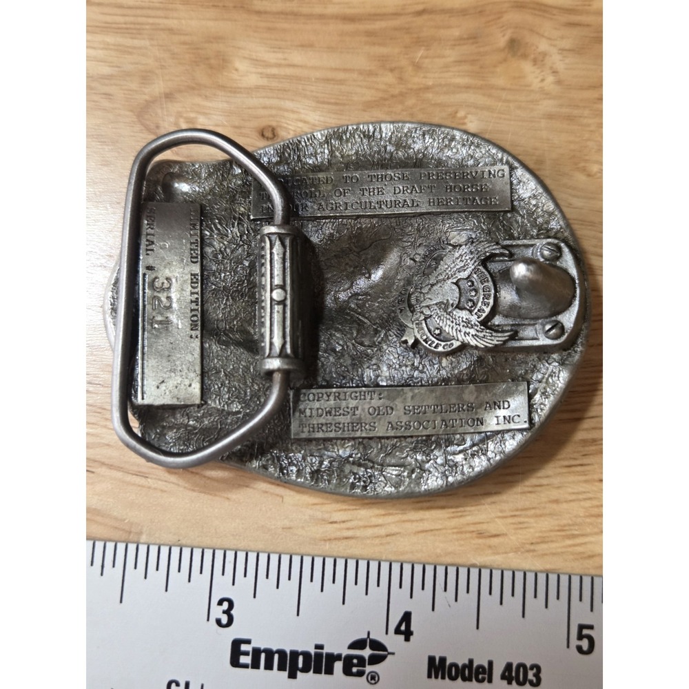 1986 Midwest Old Threshers Reunion Limited Edition Belt Buckle Iowa #321 - Picture 7 of 7
